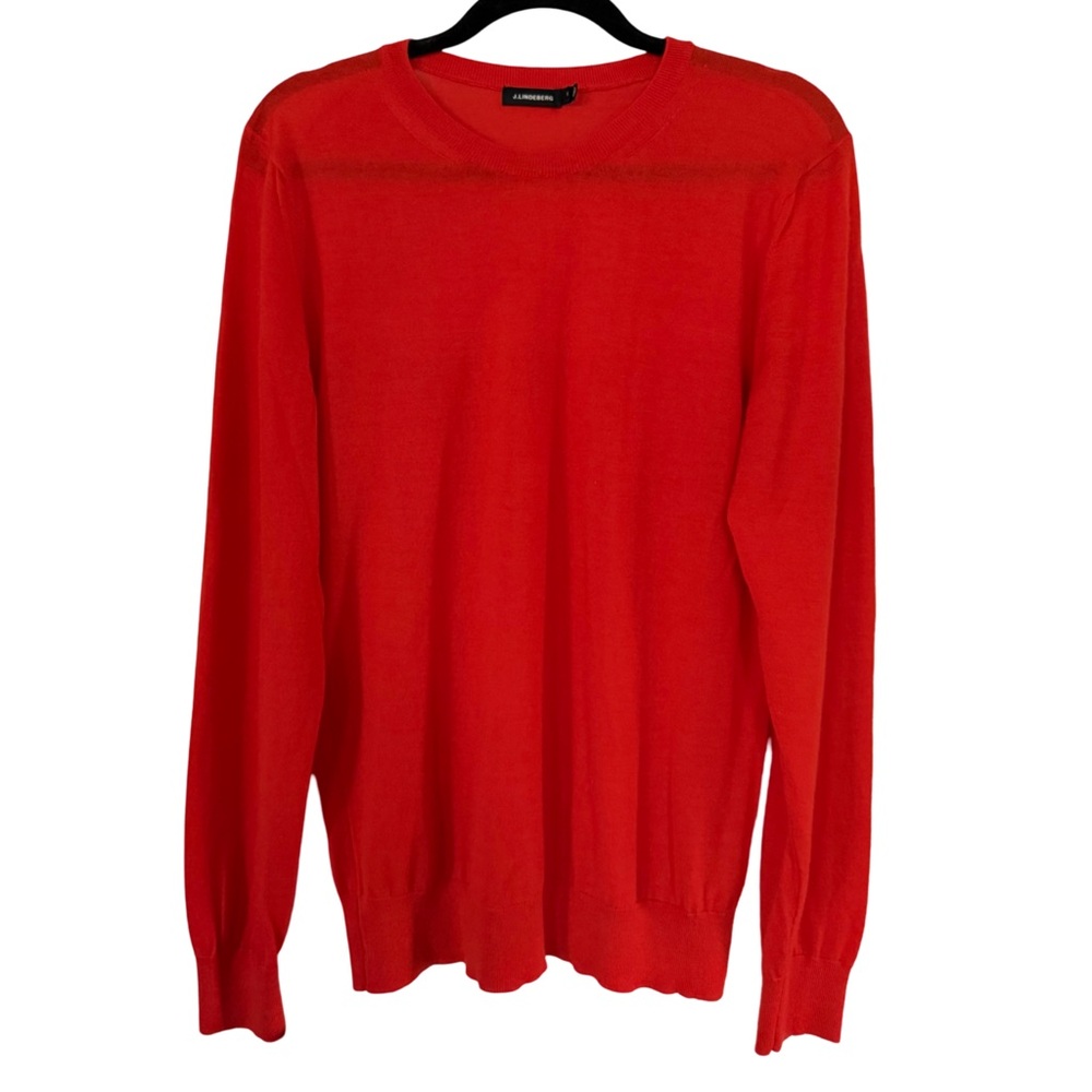 J.Lindeberg Red 100% Cashmere Crewneck Sweater – Size M – Made‎ in Italy
